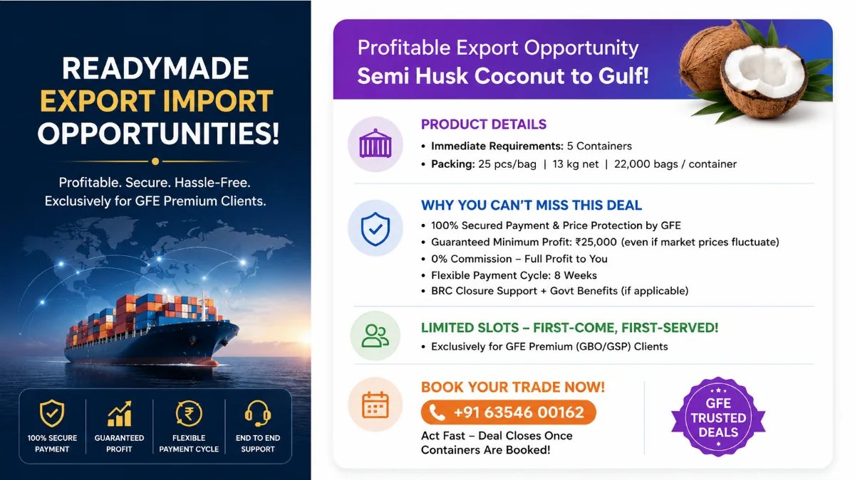 Semi husk coconut to Gulf markets