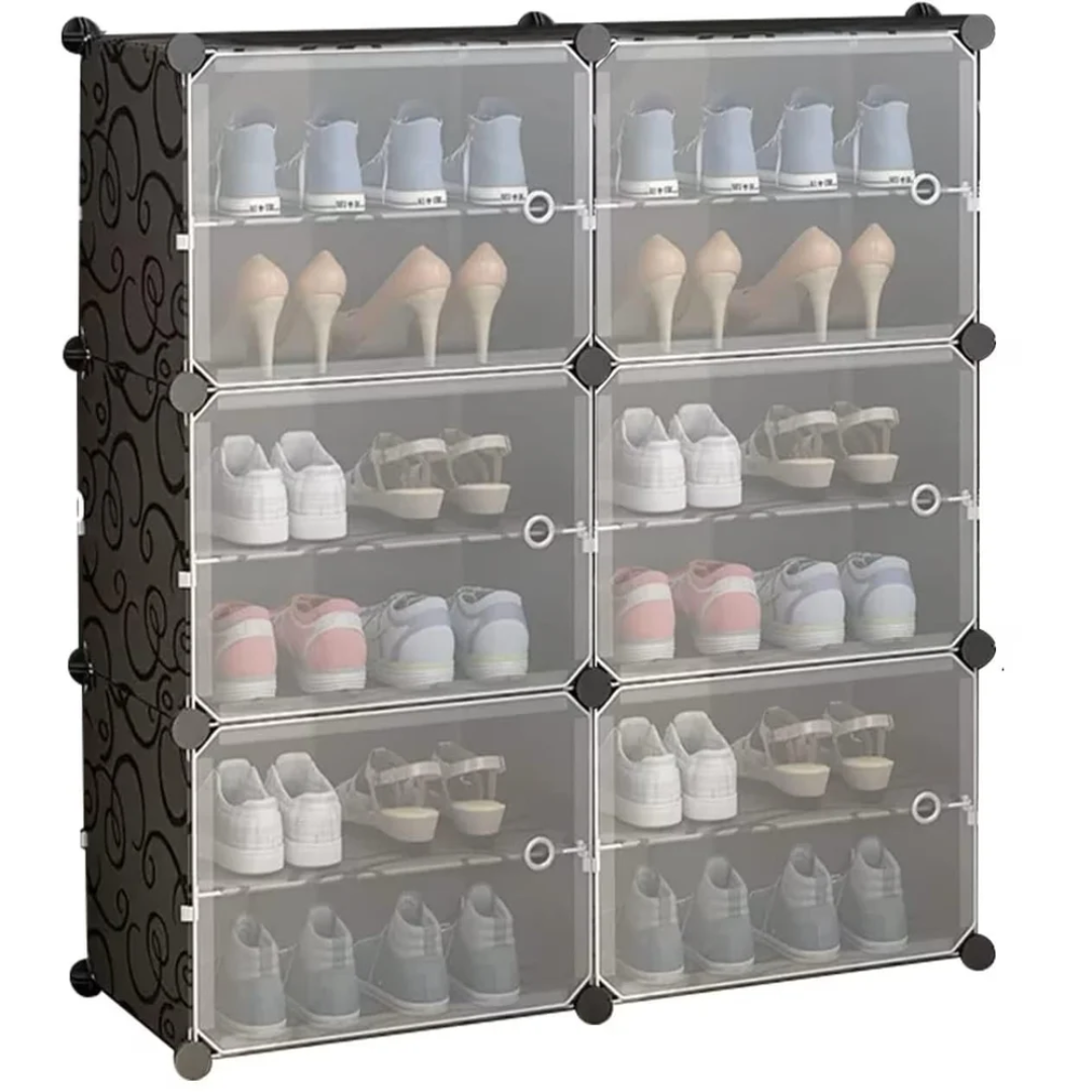 Portable Shoe Shelves	Rack Organizer 6 door 24 Pair 12 Shelve Shoe Rack Plastic Collapsible Shoe Stand