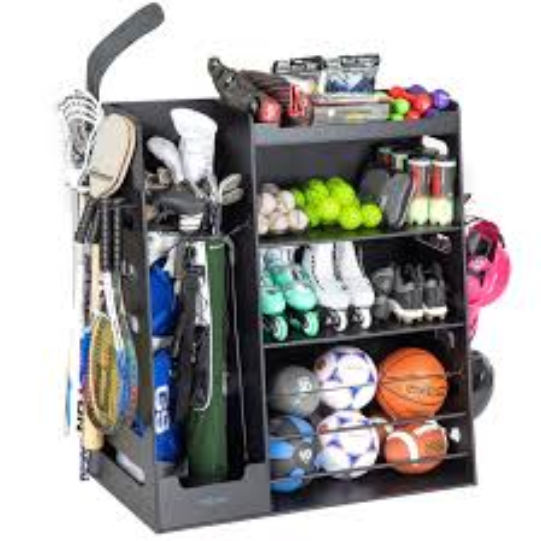 Kids Sports Equipment Storage Organizer Durable Space Saving Solution for Balls Gear and Toys