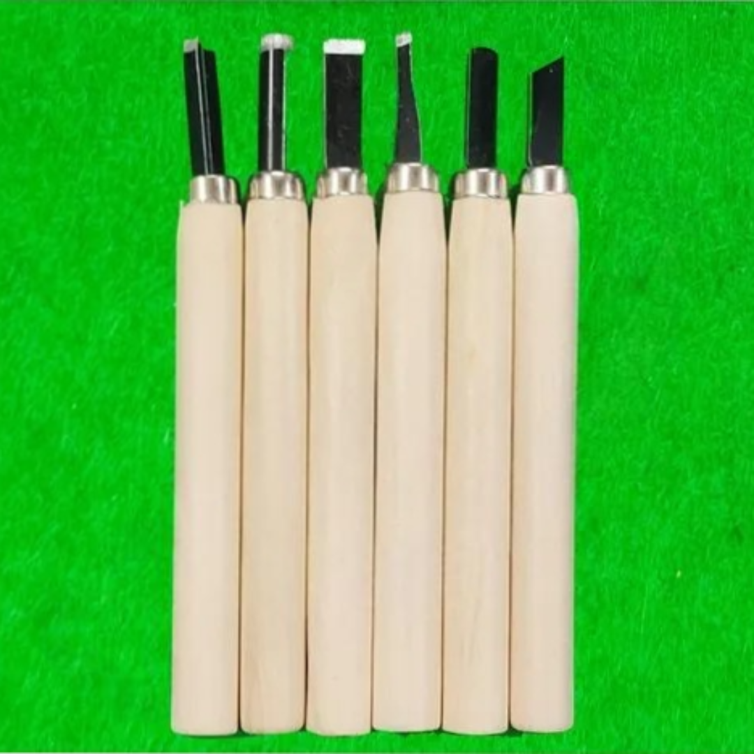 Brown 6Pcs Wooden Carving Tool, For Crafting