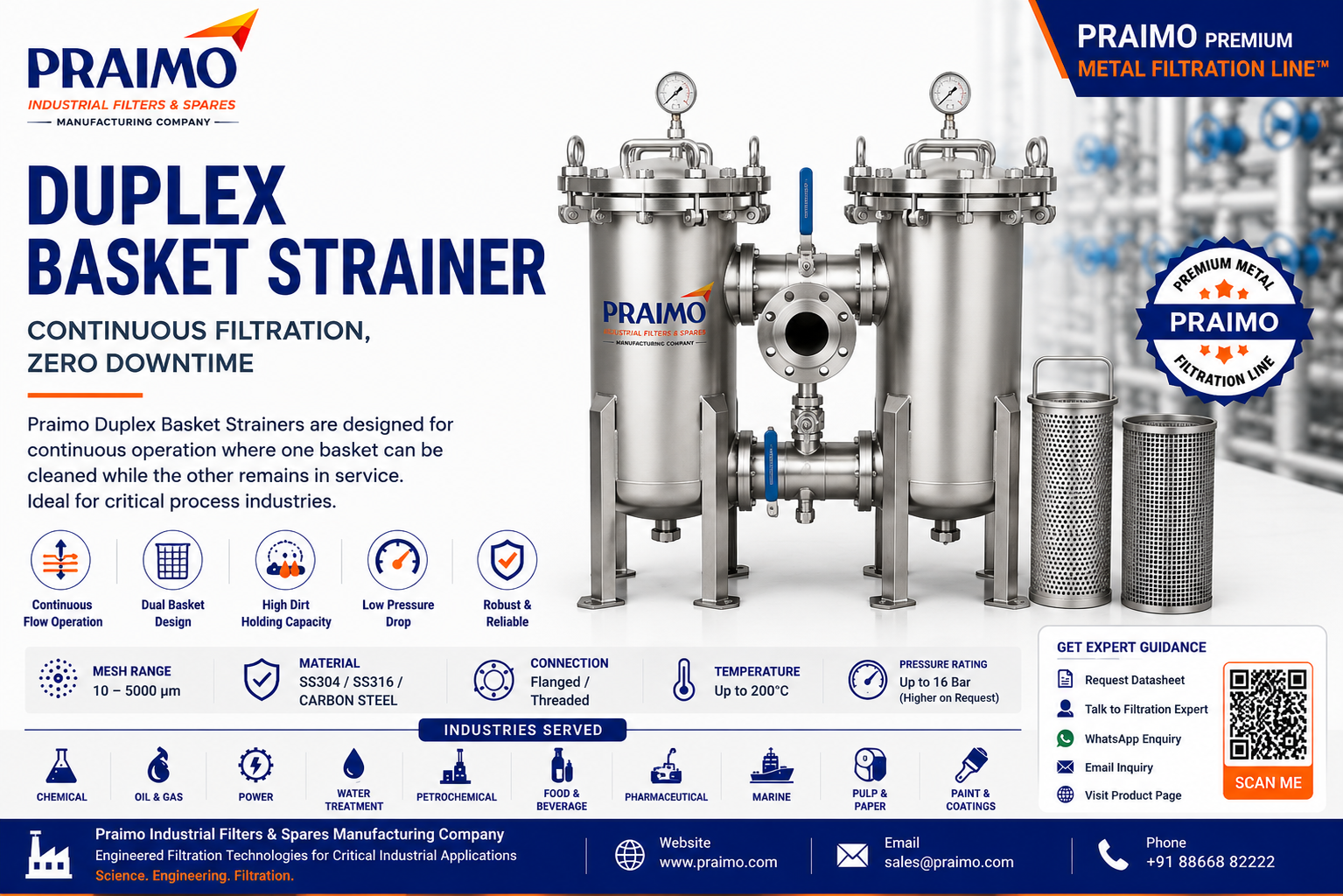 Duplex Basket Strainer Manufacturer & Exporter | SS, CS, MS