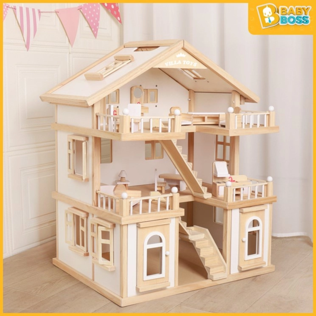 BabyBoss 72cm Premium Large Wooden Doll House