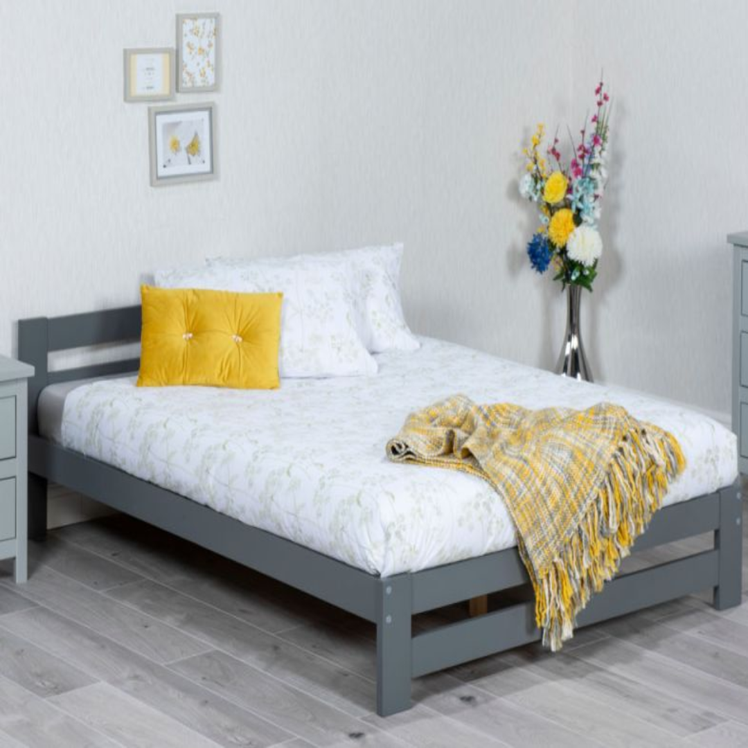 Xiamen Grey Wooden Platform Bed for Modern Bedroom Comfort