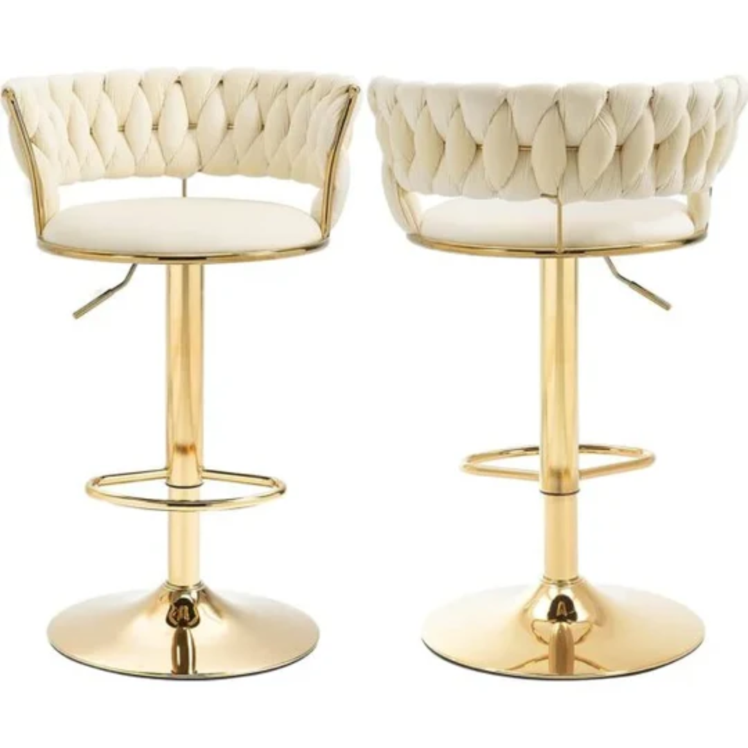Golden Luxury Swivel Barstool Chair Set of 2 for Fine Dining