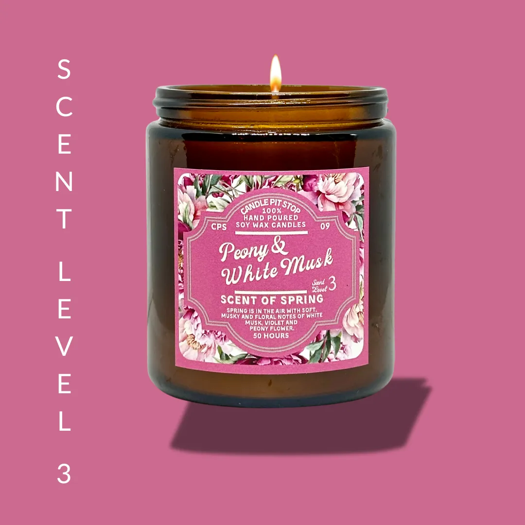 Peony White Musk Scented Candle for Luxury Spa Ambience