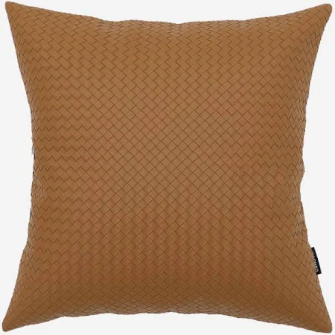 Braided Leather Pillow Cover with Insert for Home Exports