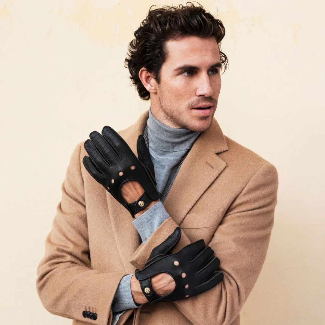 Leonardo Dark Brown Driving Gloves for Italian Leather Export