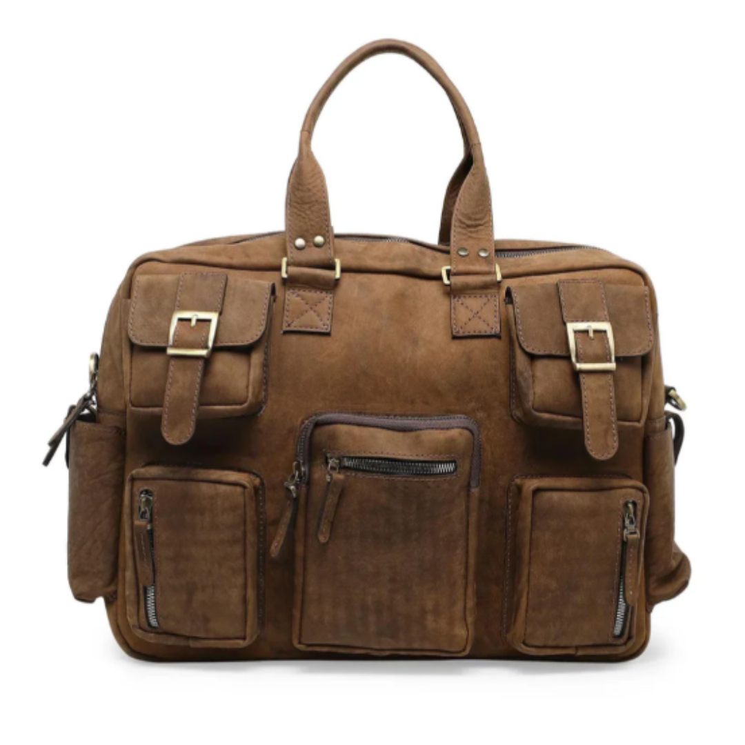 Richard Men's Genuine Leather Sports Bag Tan for Gym, Travel & Premium Daily Use