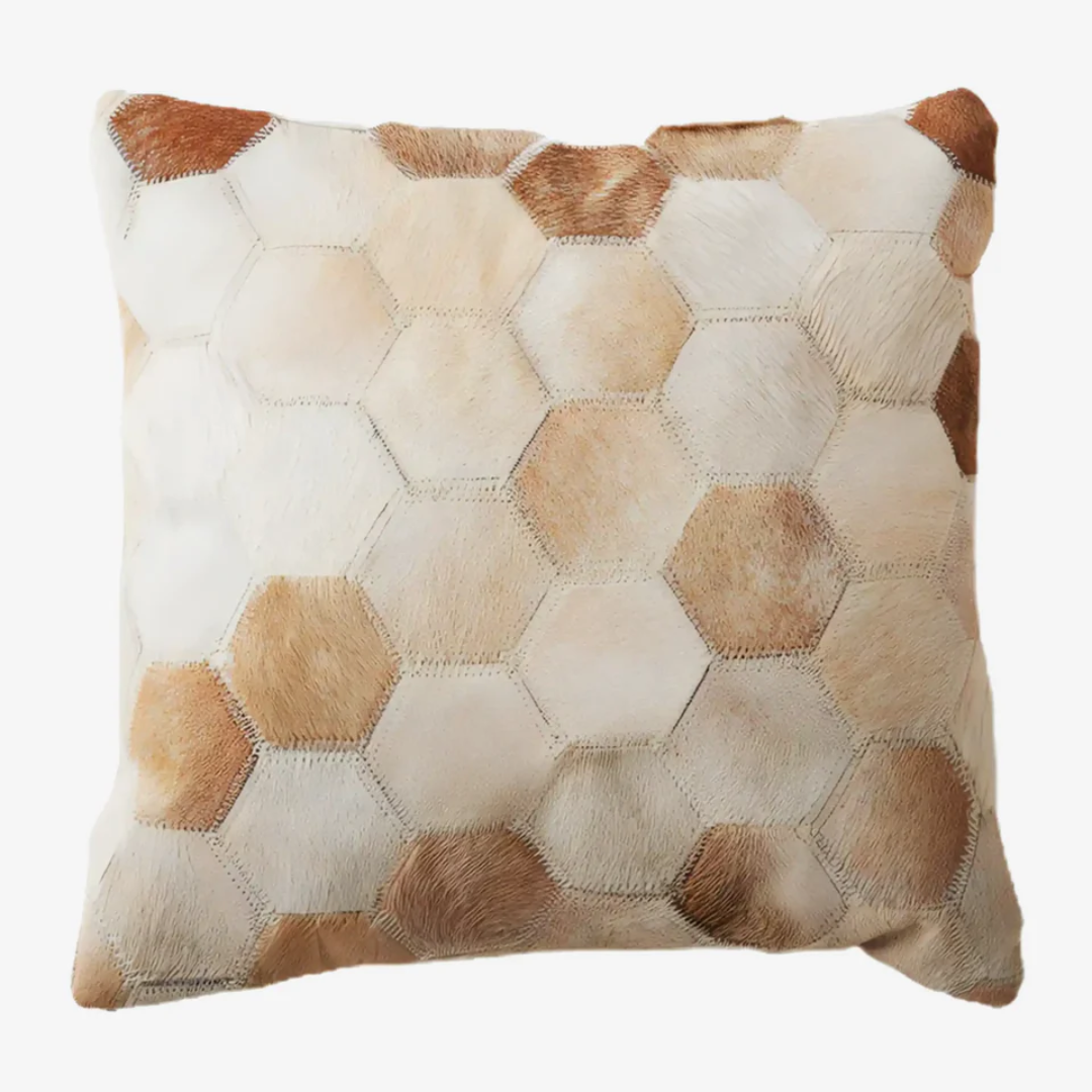 Honeycomb Leather Throw Pillow Cushion for Luxury Home Decor & Modern Sofa Styling