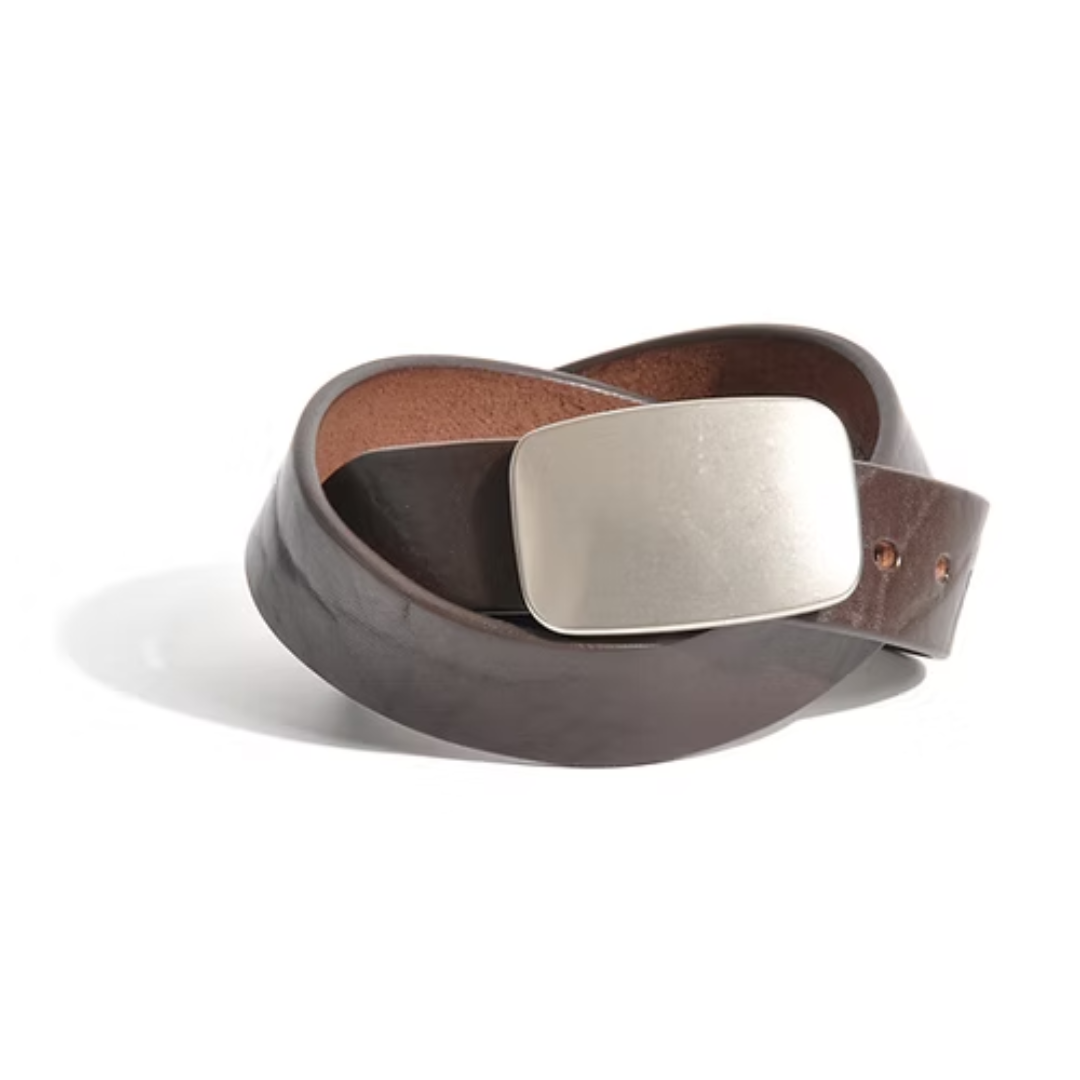 BARNS OUTFITTERS Tochigi Leather Square Buckle Formal Belt Choco Classic Style Office Wear Accessory