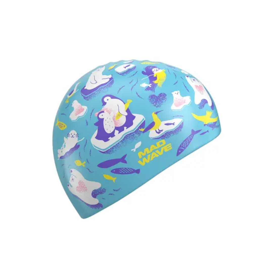 MadWave Junior Silicone Swim Cap ARCTIC Durable Comfortable Waterproof Swimming Cap for Kids