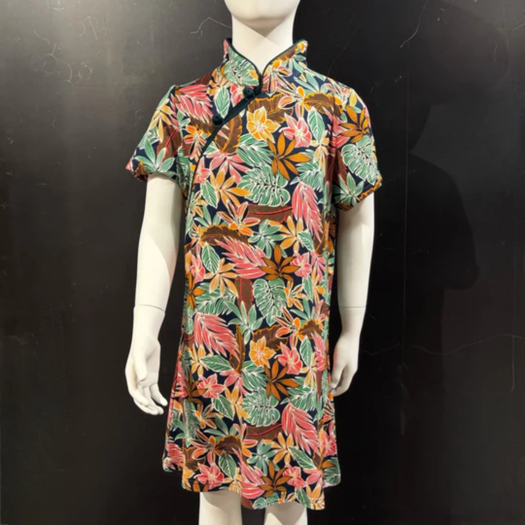 Kids Tropical Flowers Qipao Dress Elegant Traditional Style Party Wear Outfit for Girls Comfort Fit