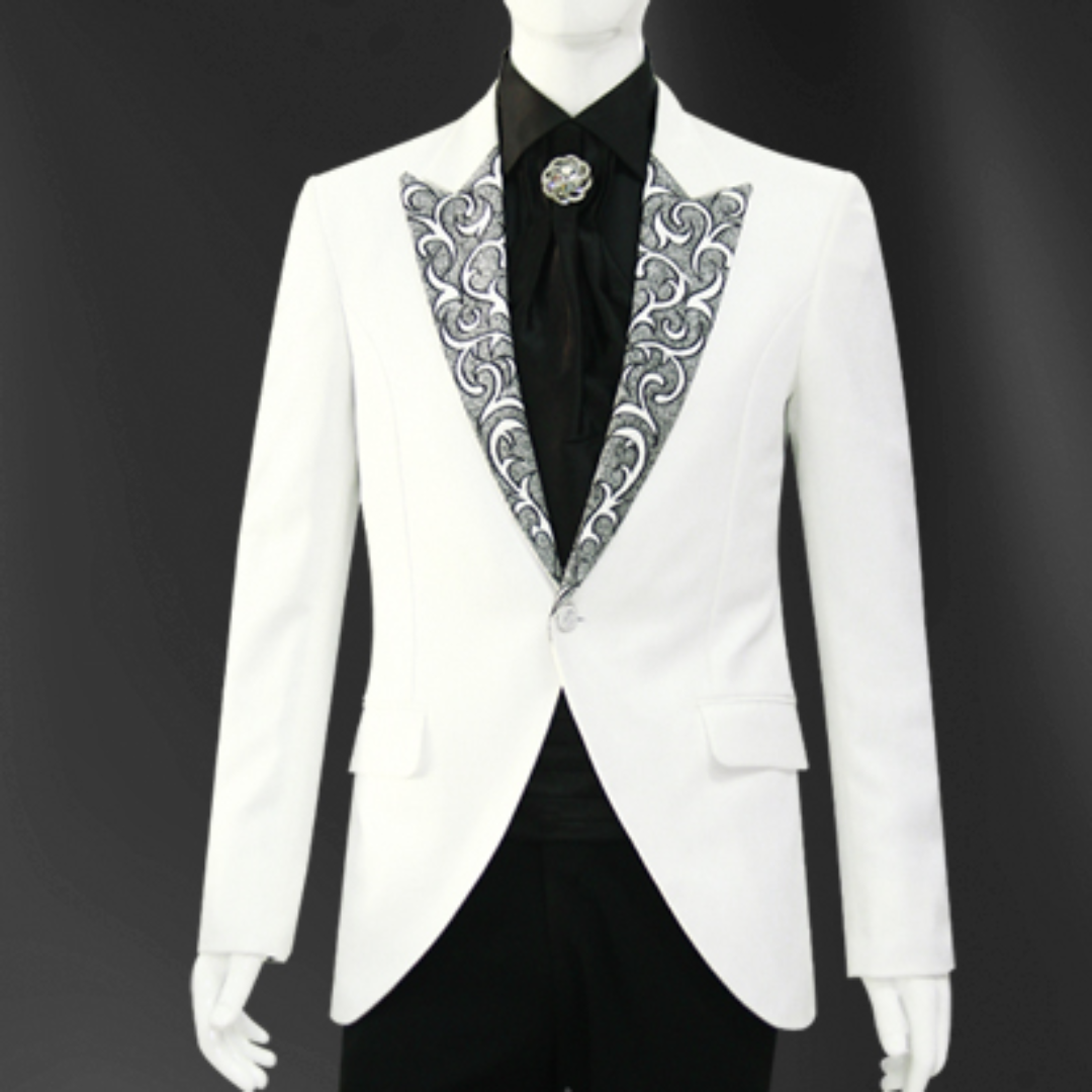 Half Tail White Blazer for Men Slim Fit Party Wear Formal Stylish Jacket