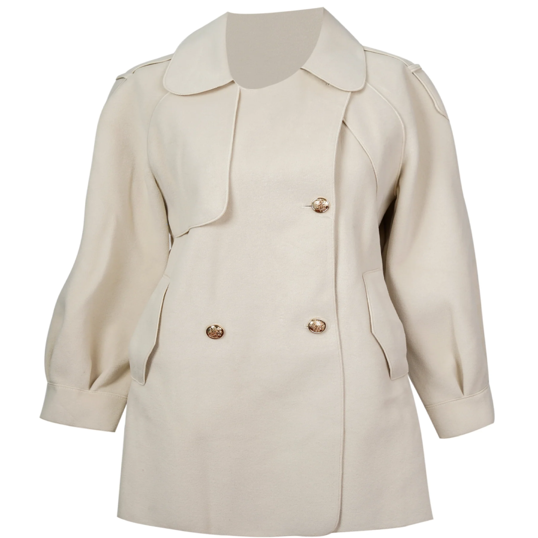 Two Row Trench Coat with High Cotton Content Classic Double Breasted Stylish Winter Outerwear