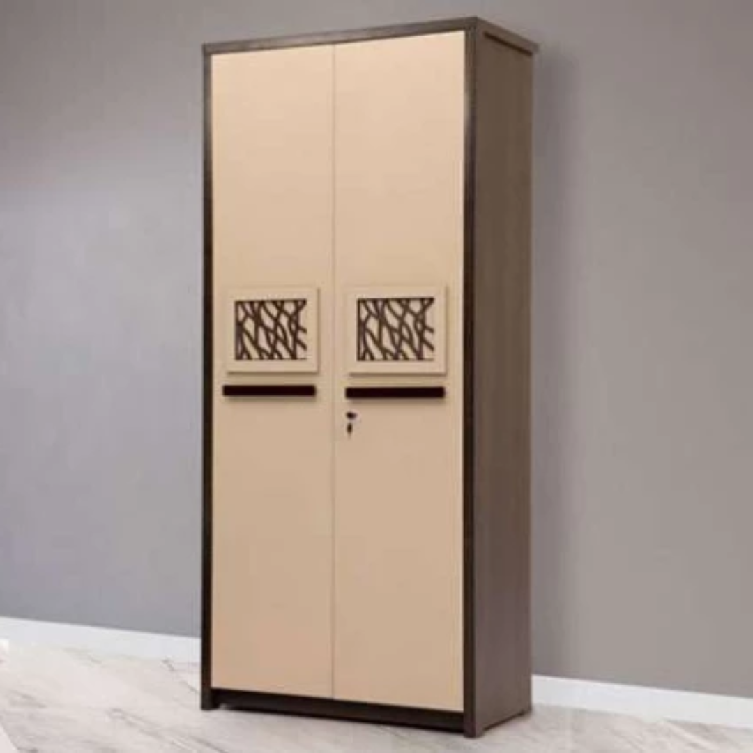 Lora 2 Door Armoire Wooden Wardrobe Closet with Hanging Space and Storage Shelves for Bedroom