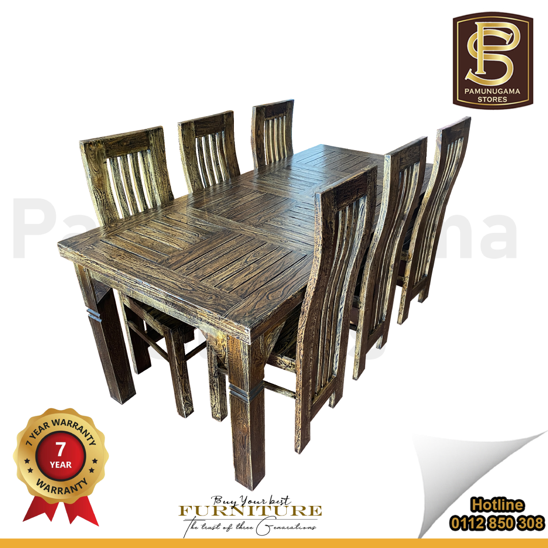 Premium Teak Rustic Rectangular Dining Set for Luxury Dining Room Furniture Setup