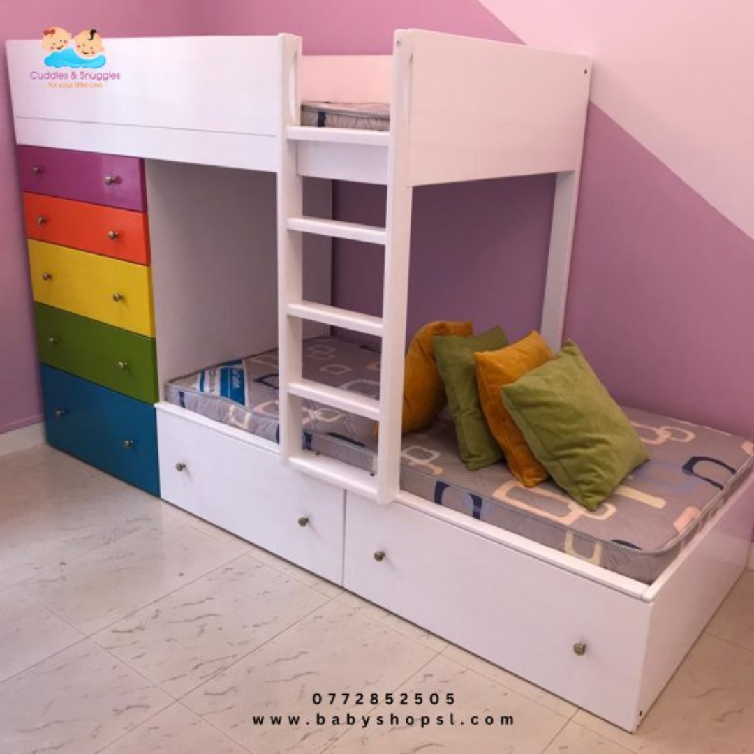 Bunk Bed 72 Inches x 36 Inches Space Saving Kids Bed with Strong Frame and Safety Guard Rails