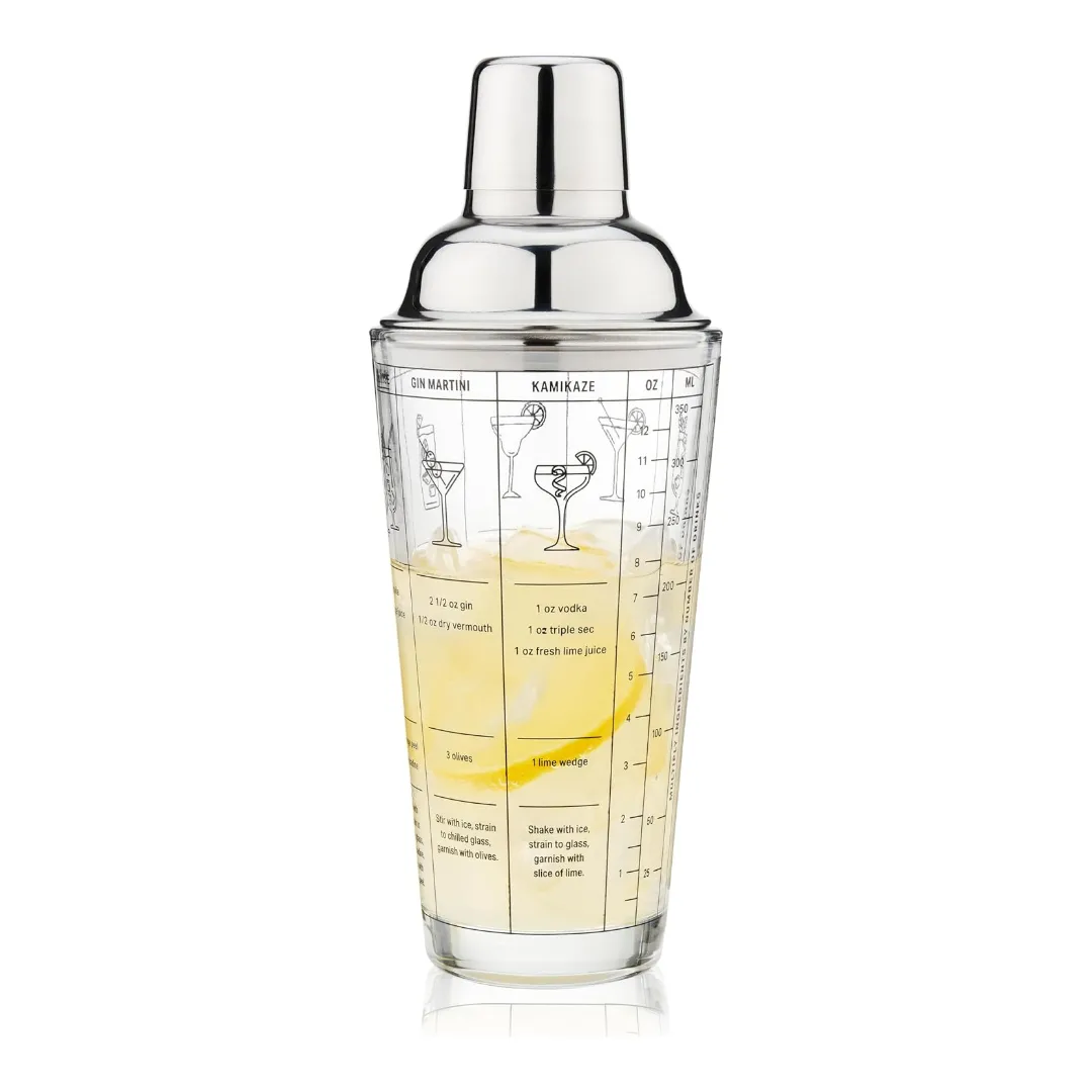 Glass Cocktail Shaker 600ml Premium Bar Mixer with Leakproof Lid for Home and Professional Use