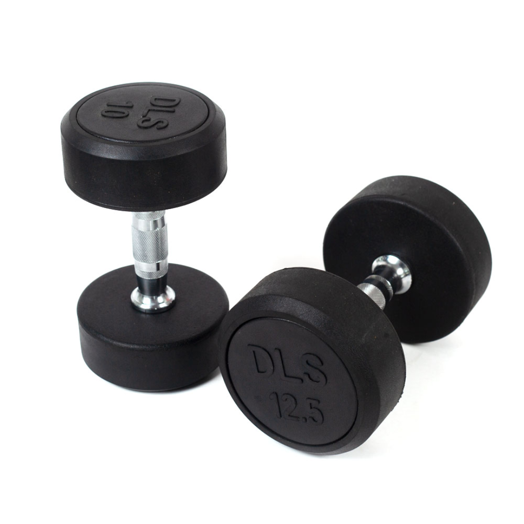 Fixed Black Rubber Dumbbell Durable Strength Training Weight for Home Gym and Professional Fitness