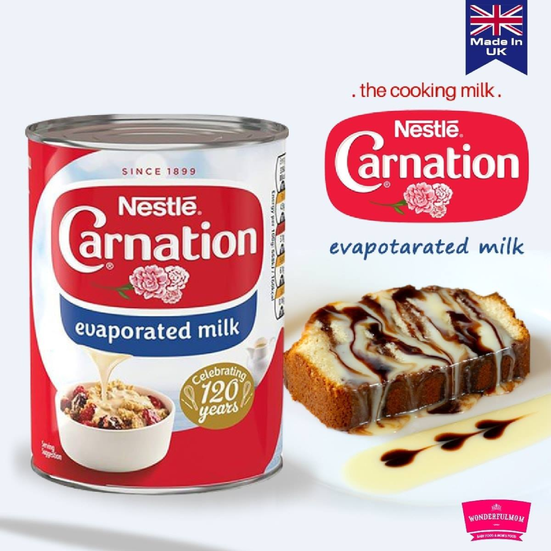 Nestle Carnation Evaporated Milk 410g Rich Creamy Milk Ideal for Tea Coffee Desserts and Baking