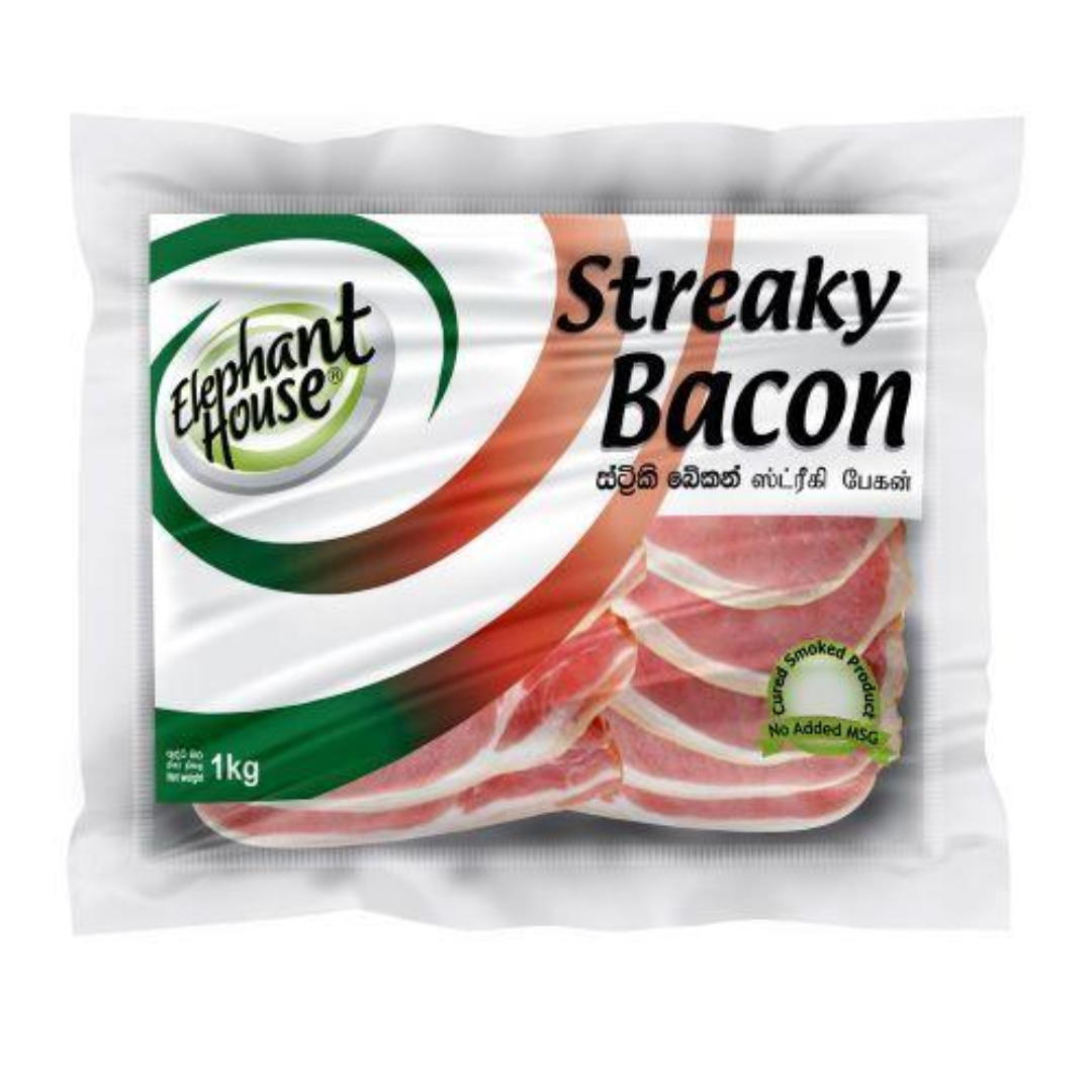 EH Streaky Bacon 1Kg Premium Smoked Pork Bacon Strips for Breakfast Cooking Crispy Flavorful Meat