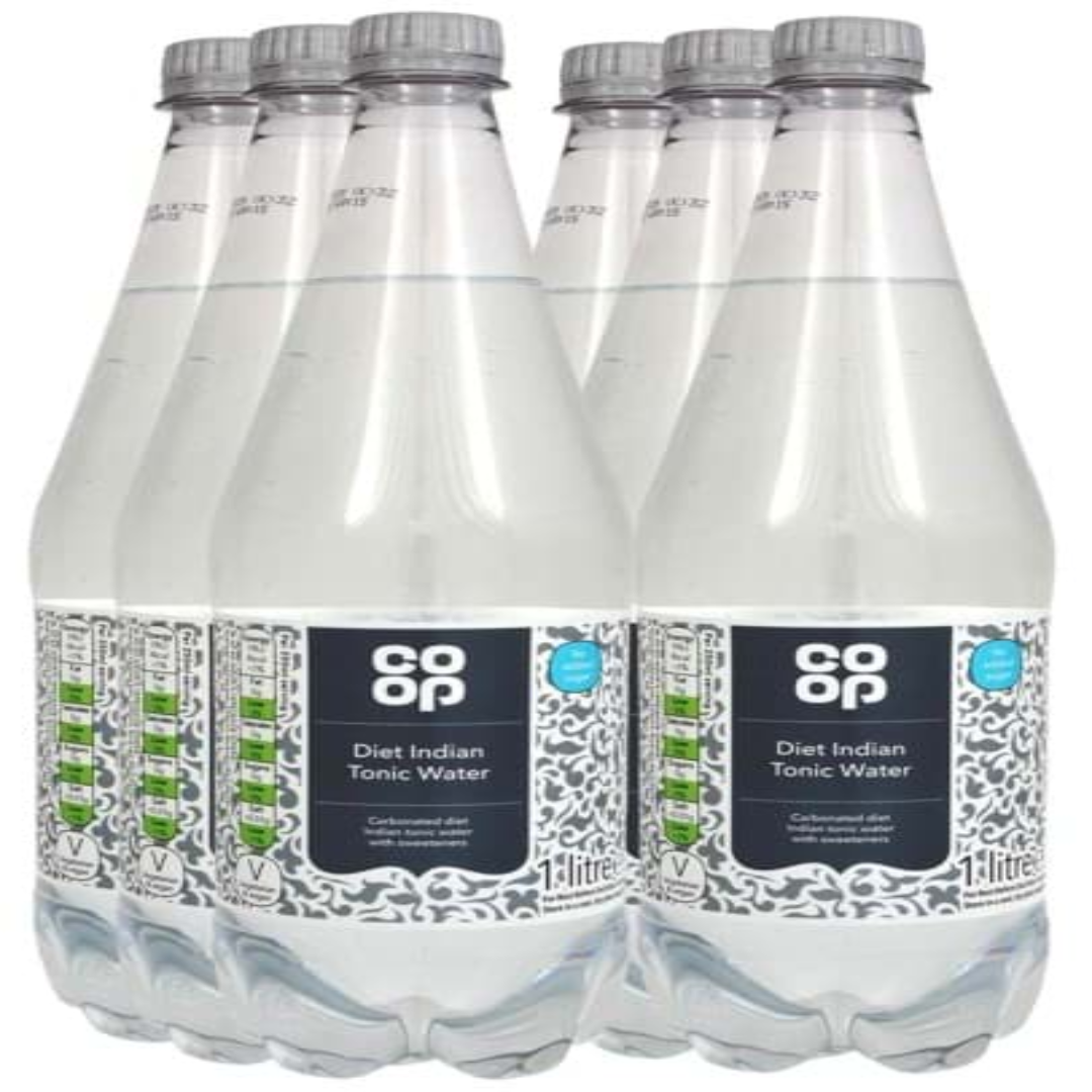 Co-op Diet Indian Tonic Mineral Water 6 x 1 Liter Refreshing Low Calorie Tonic Water Pack