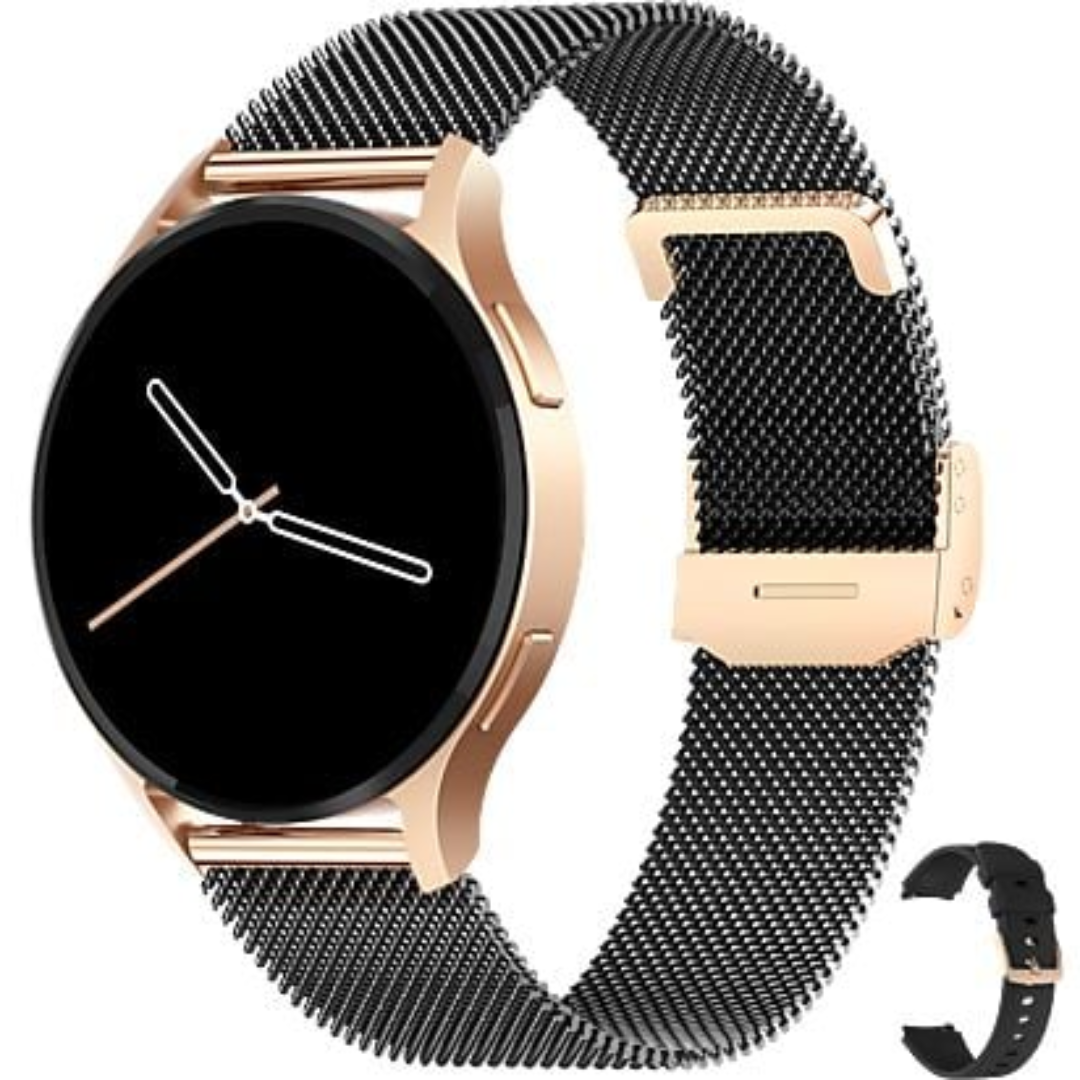 LEVOWATCH EDGY Damen AMOLED Smartwatch Always-On Waterproof Steel Strap Rose Gold Smart Watch