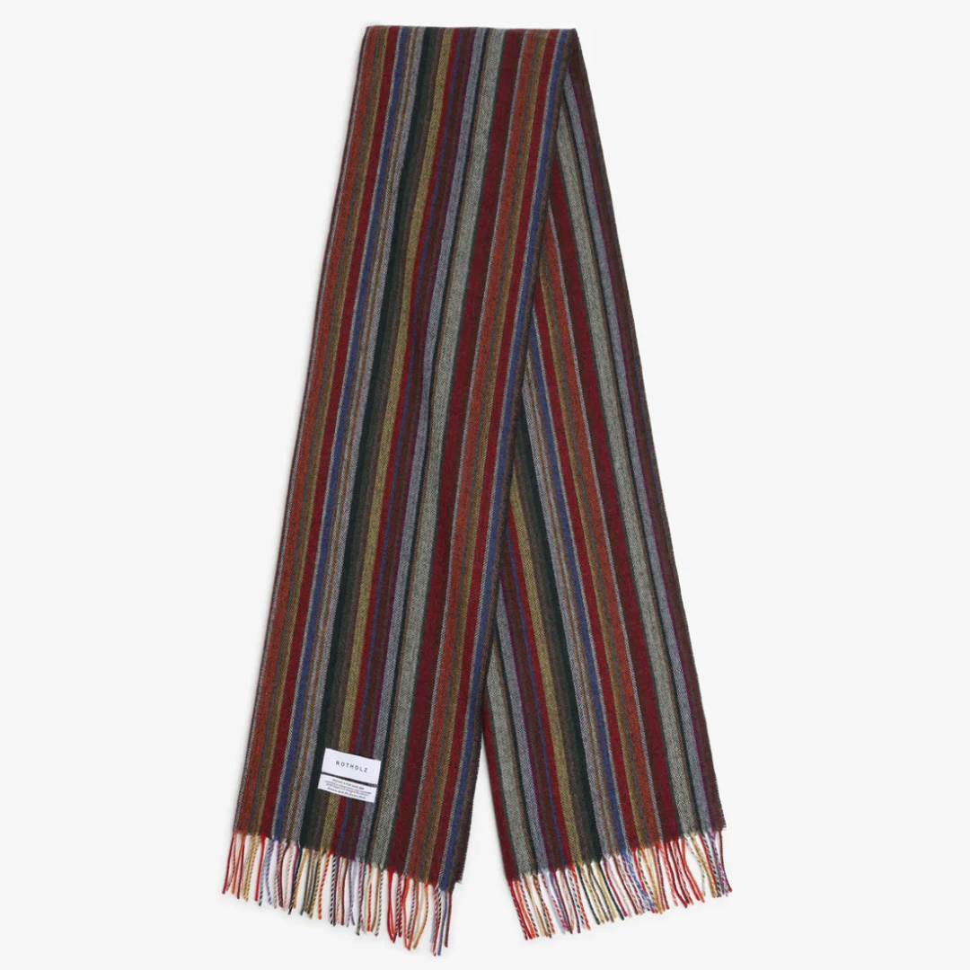 Linen Merino Scarf Multi Stripe Premium Soft Warm Winter Scarf Stylish Unisex Fashion Accessory