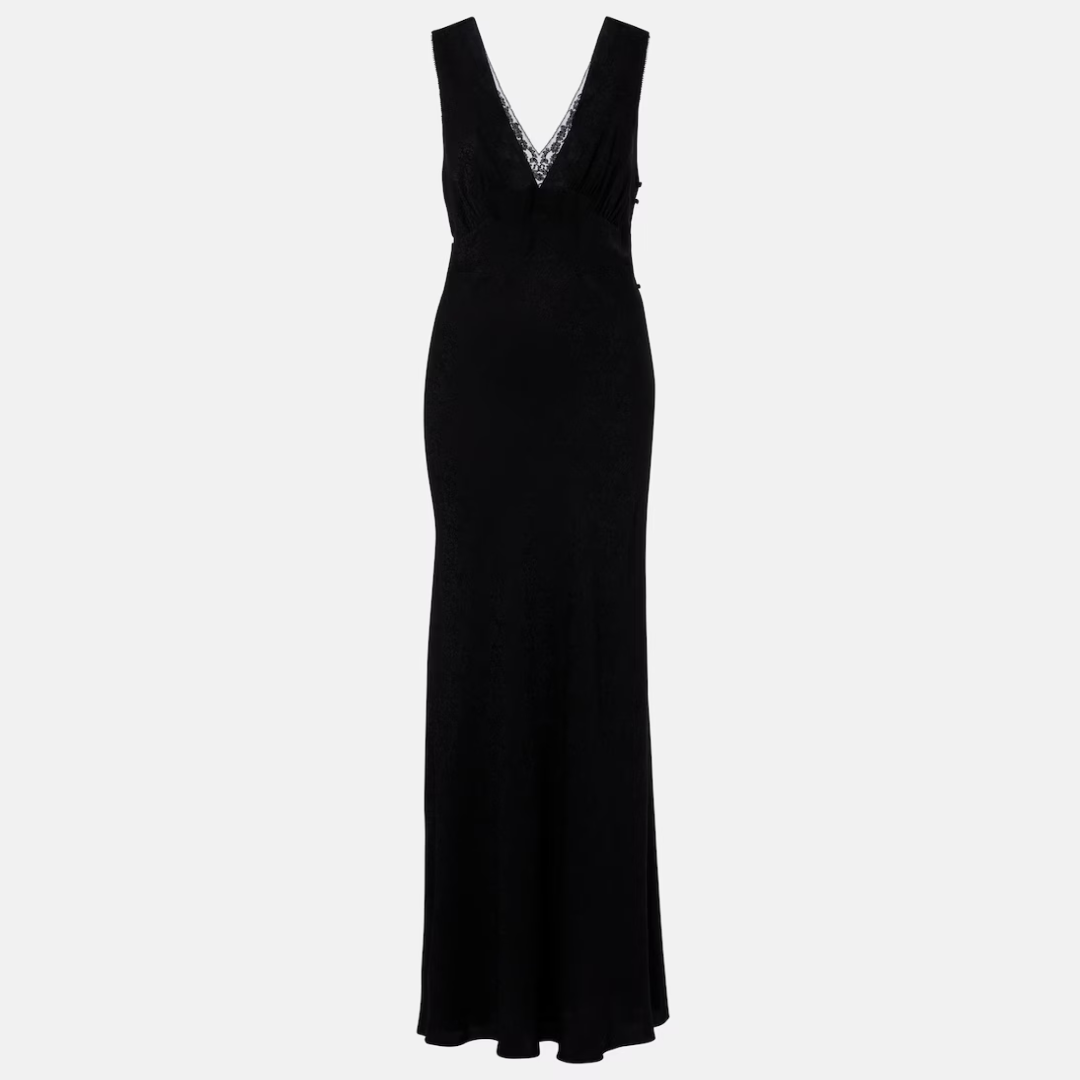 Chloé Silk Jacquard Lace Designer Dress Luxury Elegant Party Wear Premium Fashion Outfit
