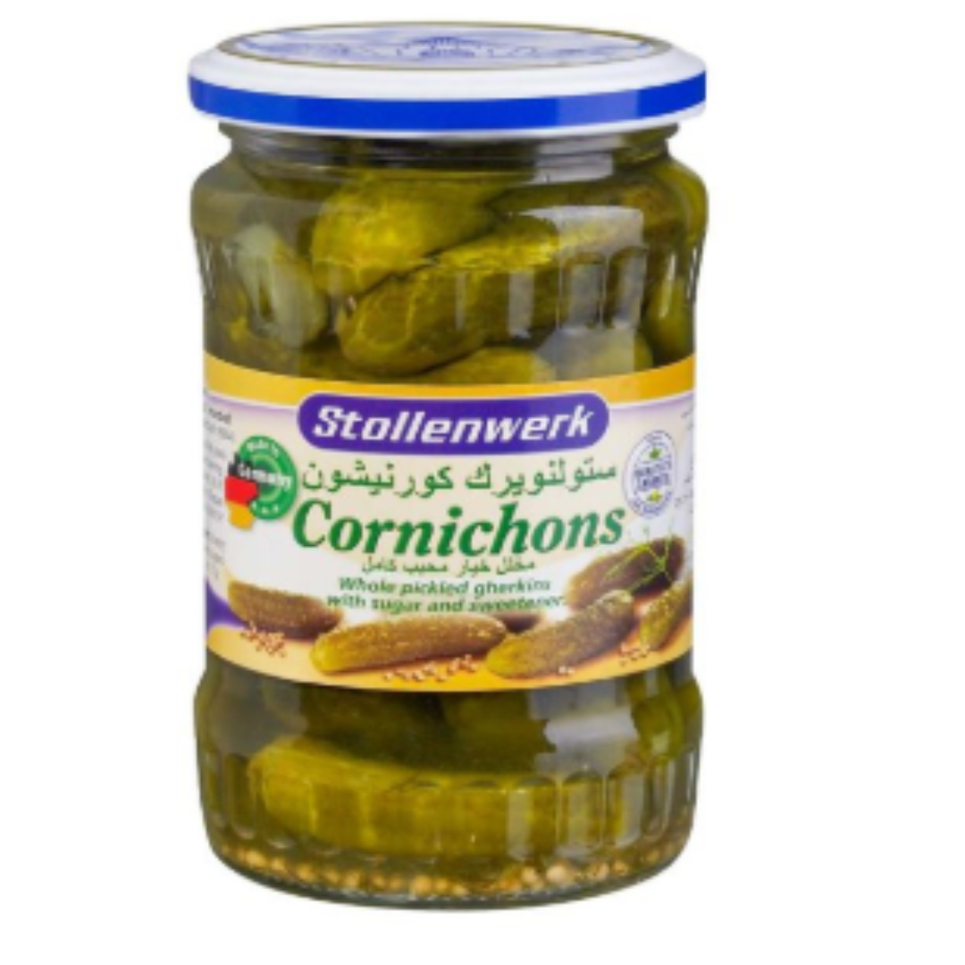 Stollenwerk Cornichons 330g Small Pickled Gherkins Crunchy Tangy Snack Perfect for Salads Meals