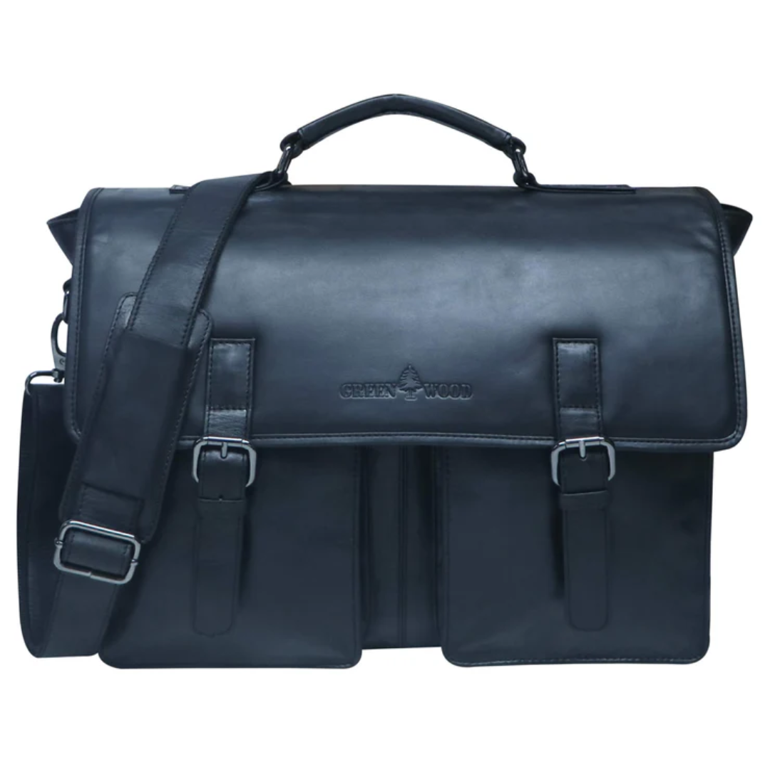 Charles Leather Laptop Messenger Bag Men Women Large Briefcase Office Travel Work Bag