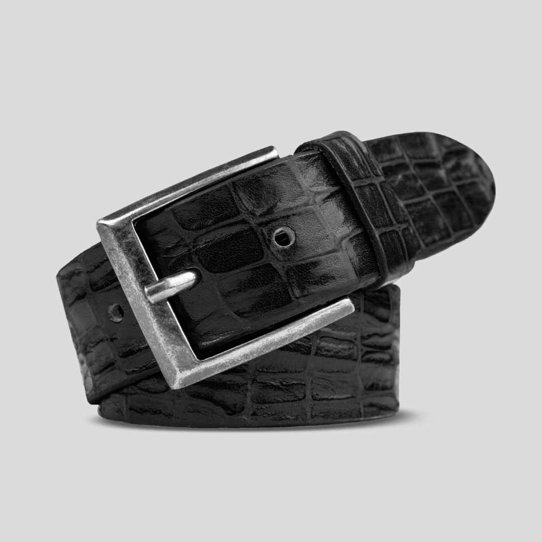 Casual Belt Crocodile Look Stylish Textured Leather Belt Fashion Accessory for Men