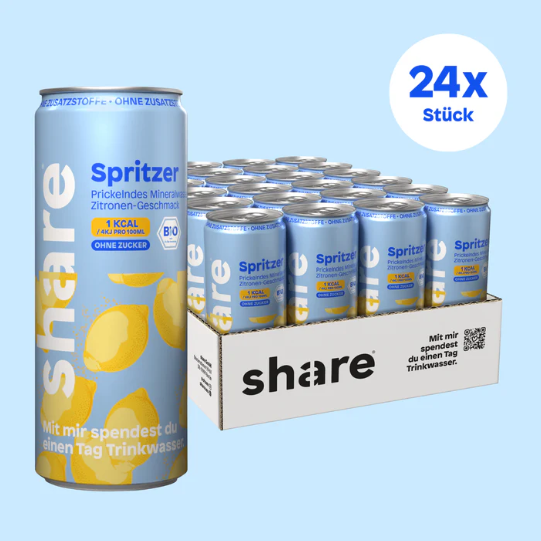Organic Lemon Spritzer Sparkling Water 24x330ml Refreshing Flavored Drink Low Sugar Beverage