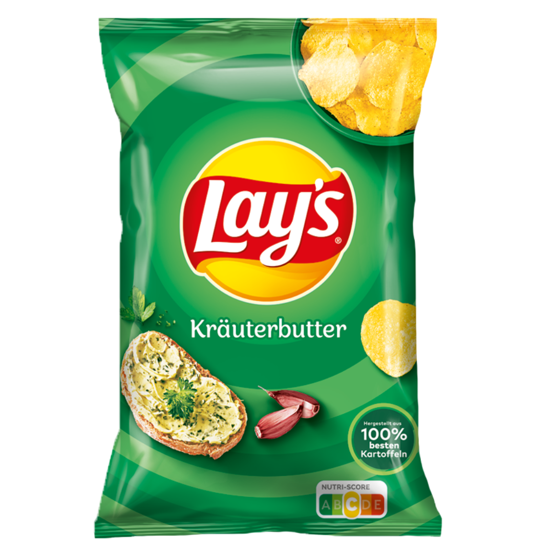 Lay's Kräuterbutter Chips 9x150G Herb Butter Flavor Crispy Potato Chips Snack Family Pack Treat
