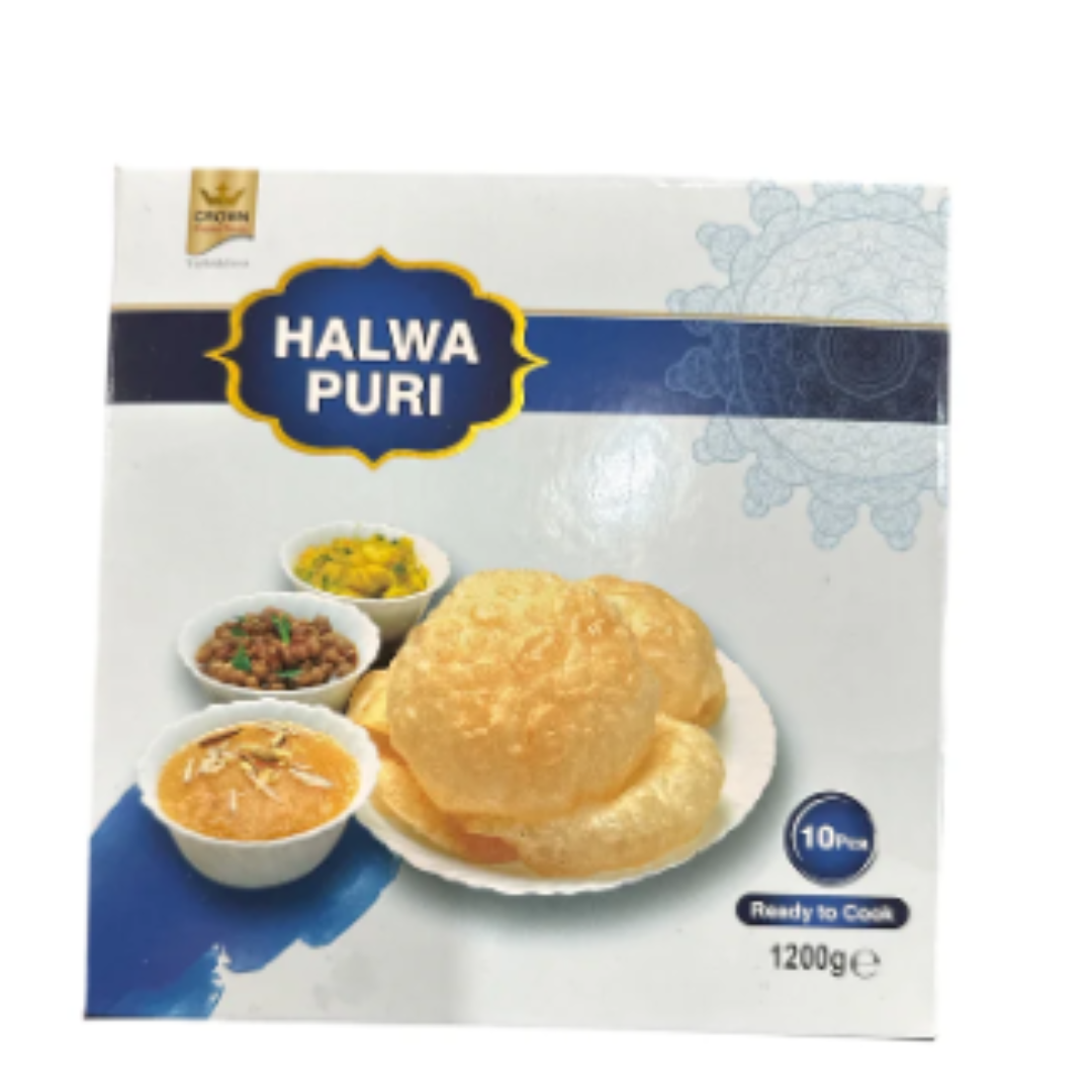 Crown Halwapuri 1200g Frozen Meal 10 Pieces Authentic Indian Breakfast Ready to Heat