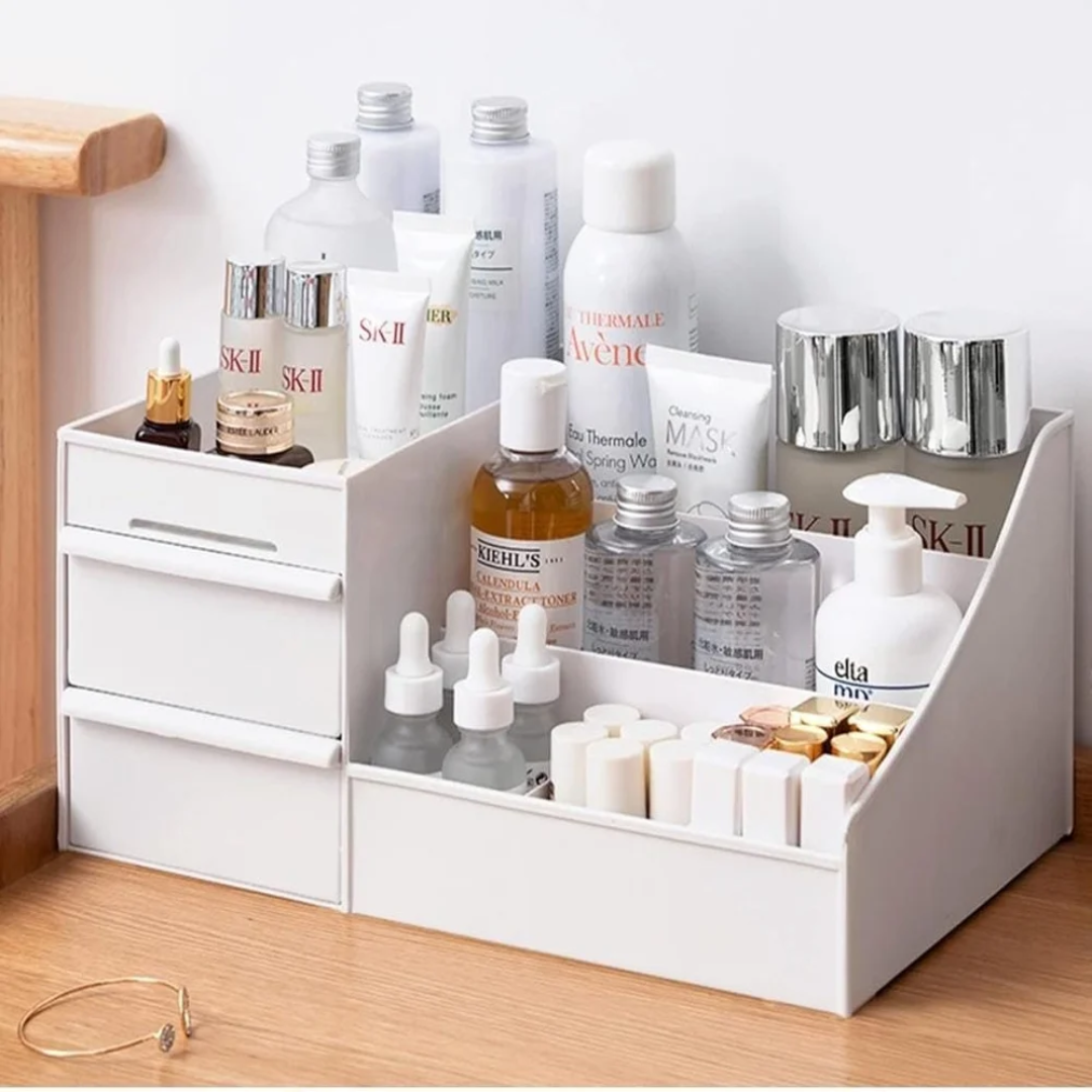 White Plastic Cosmetic Storage Box Organizers, Storage Capacity: 10 Kg