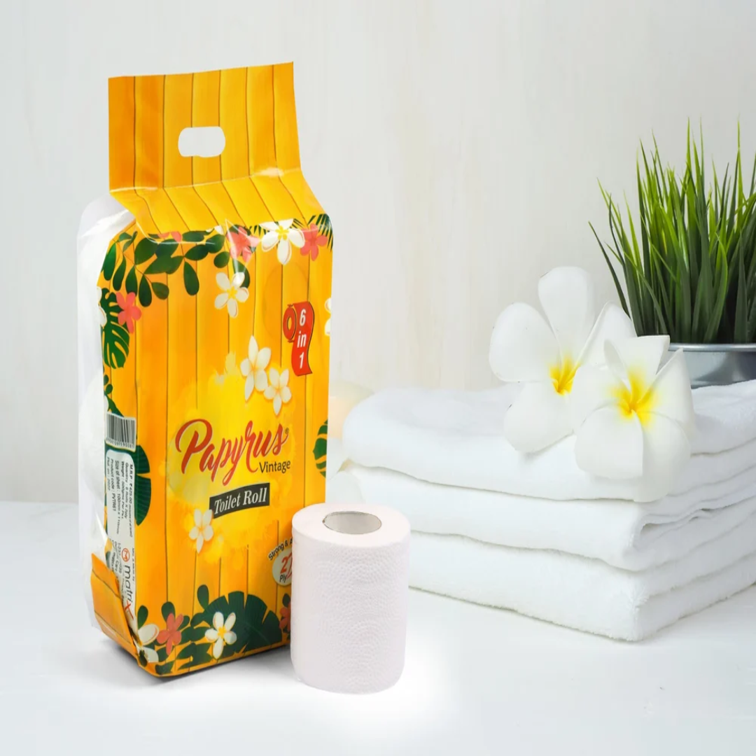 White 6 In 1 Papyrus Vintage Organic Toilet Paper Roll