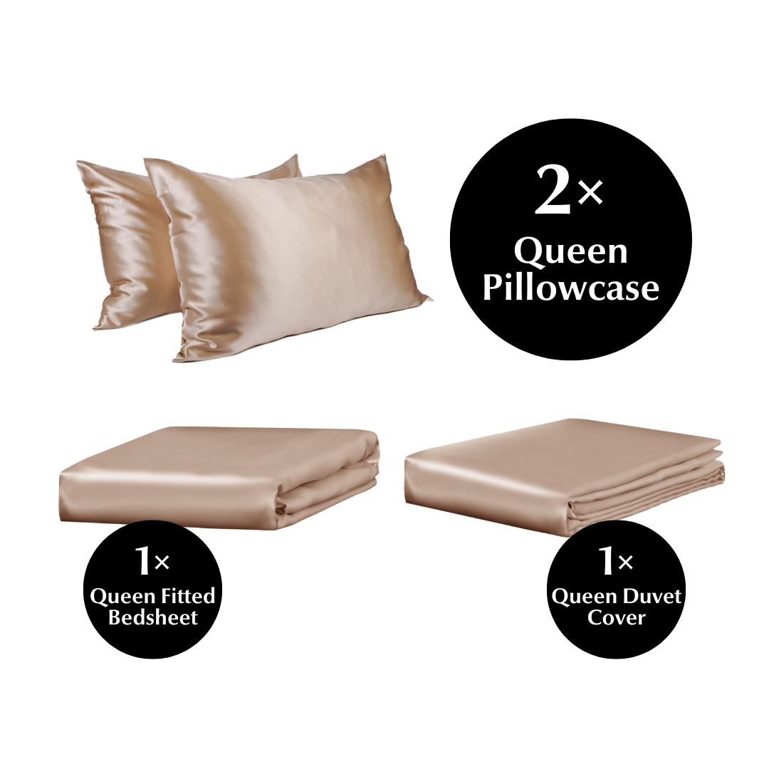 Queen Silk Bedding Set with Sheet and Pillowcase for Export
