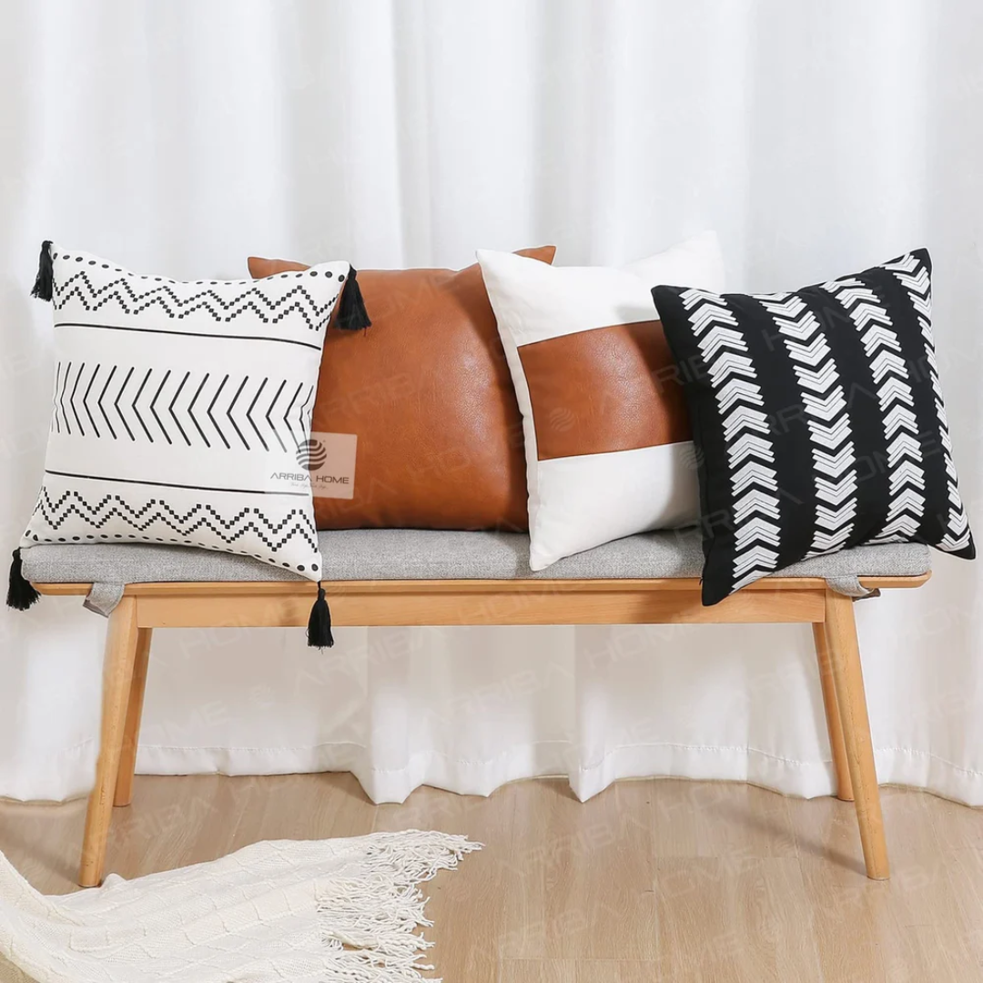 Faux Leather & Printed Cushion Covers