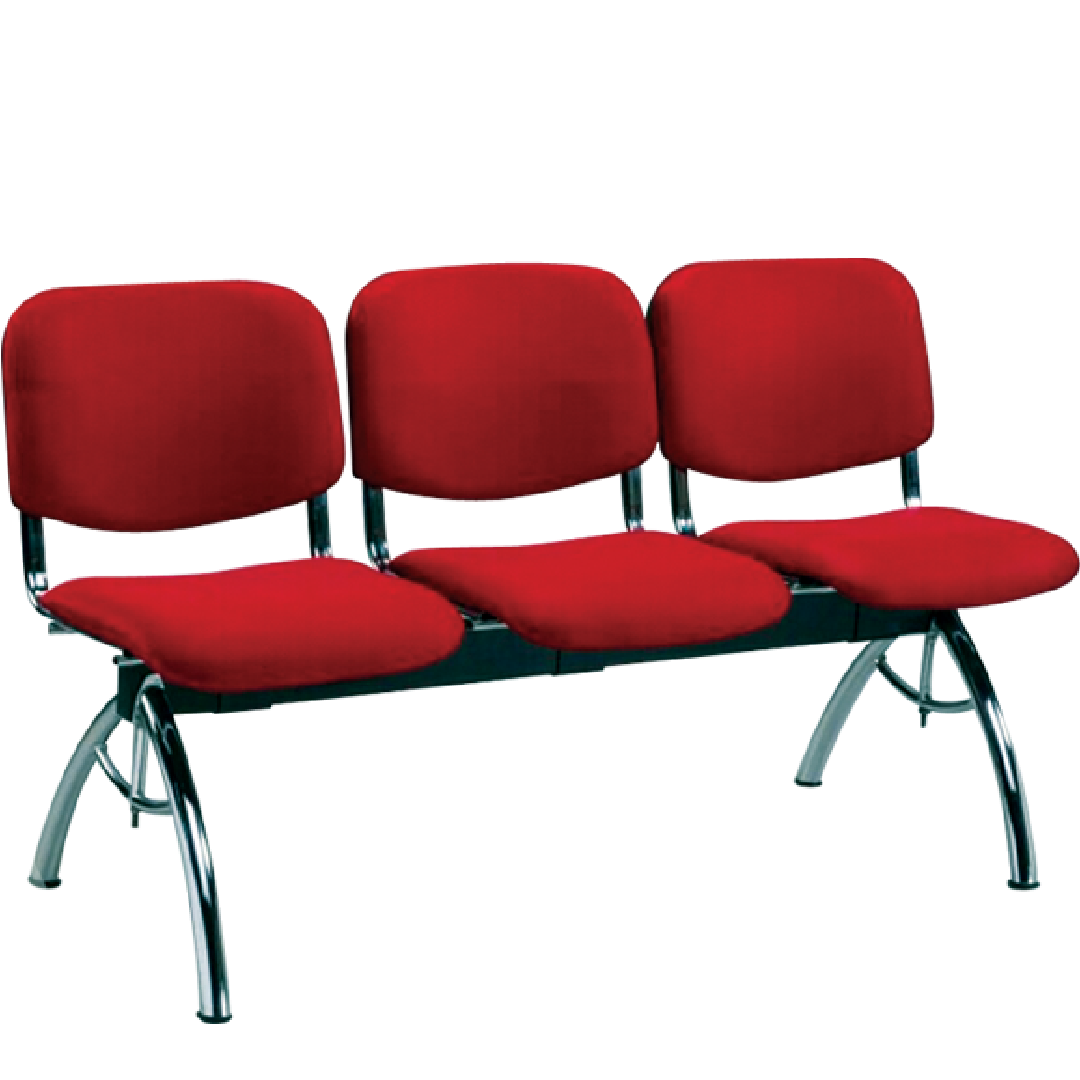 Black,Red And Yellow 3 Seater Hospital Waiting Room Chair, With Armrest