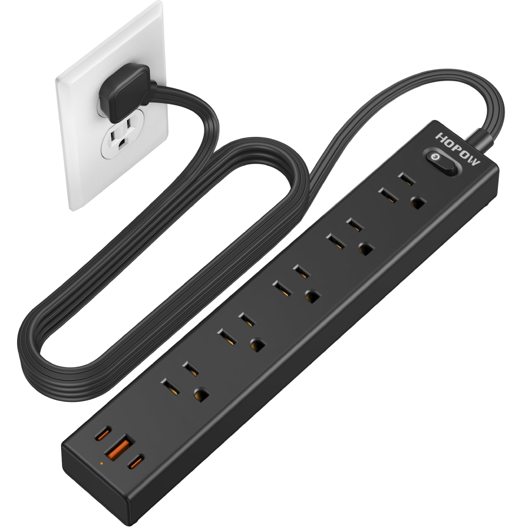 Flat Extension Cords Space Saving Slim Power Extension Cable for Home Office and Furniture Placement
