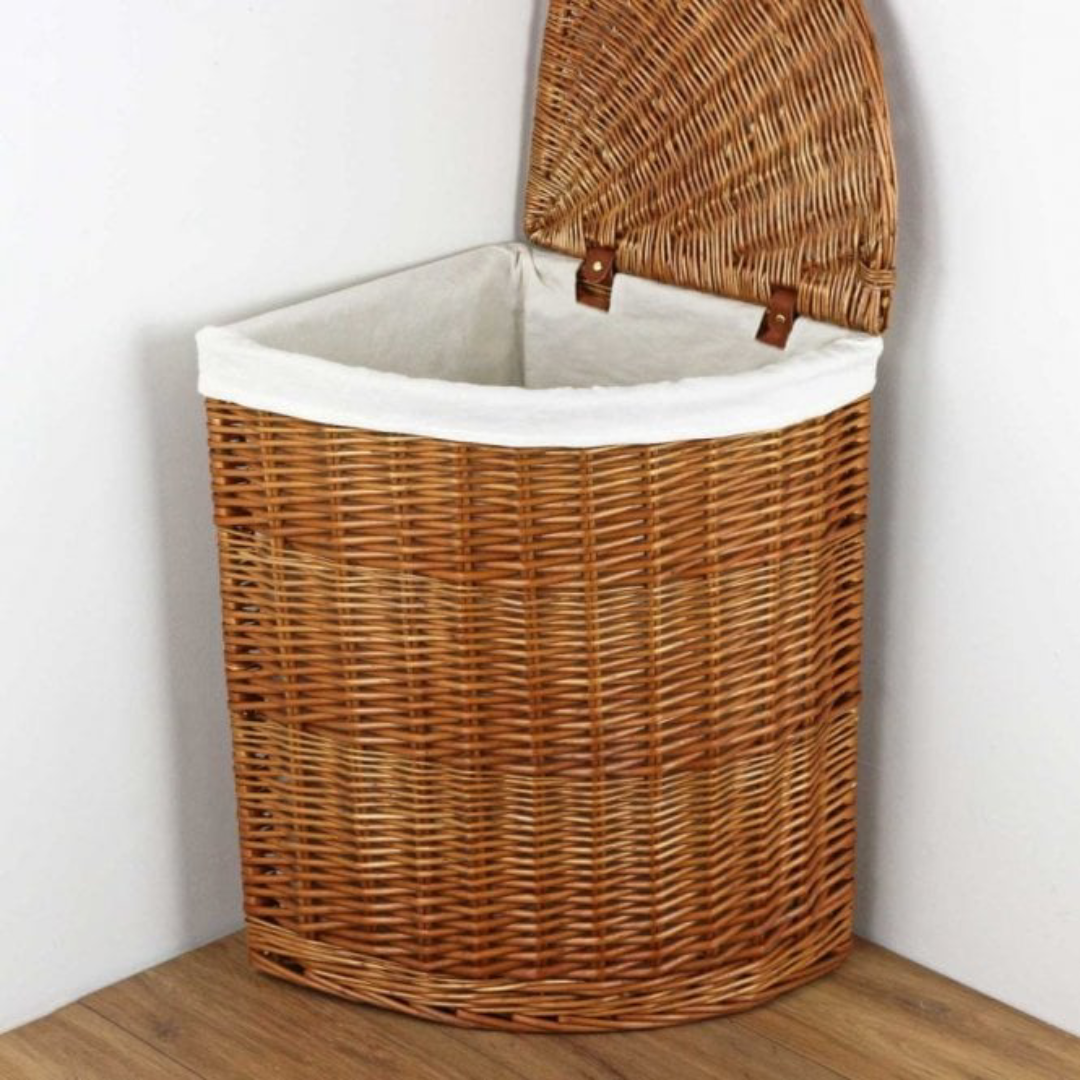 Wicker Corner Laundry Basket – Natural Look Storage Supplier UK
