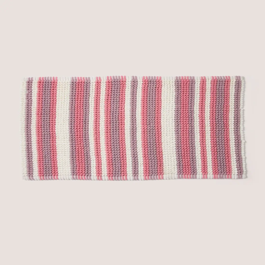 Soft Chenille Striped Bath Mat – Pink, Purple & White | One Size | Wholesale from UAE