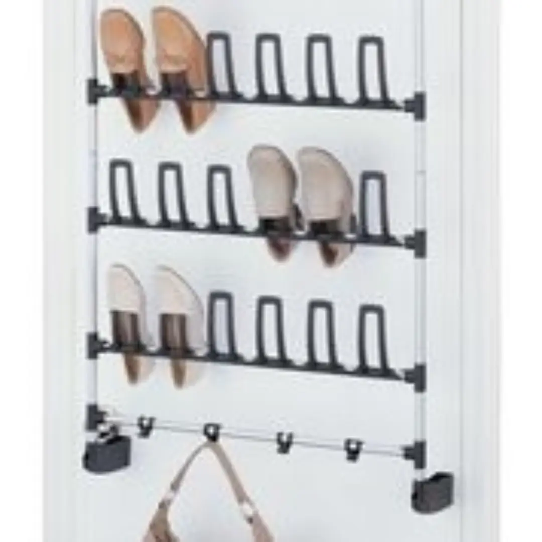 Over the Door Shoe Rack with Hooks – 12 Pair Organizer | Storage Supplier USA