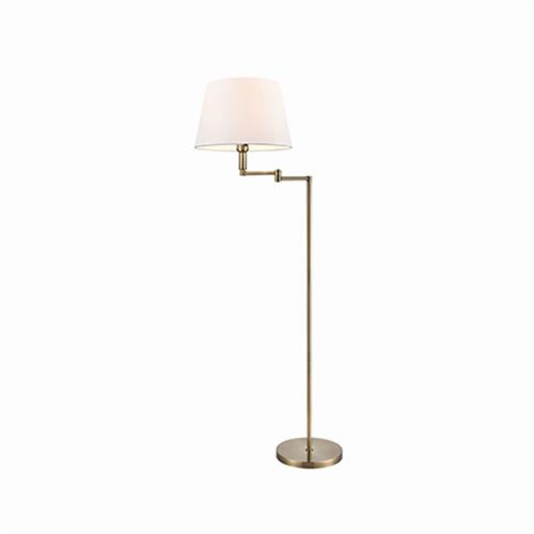 Armada Antique Brass Swing Arm Floor Lamp – Classic Adjustable Light | UK Supplier