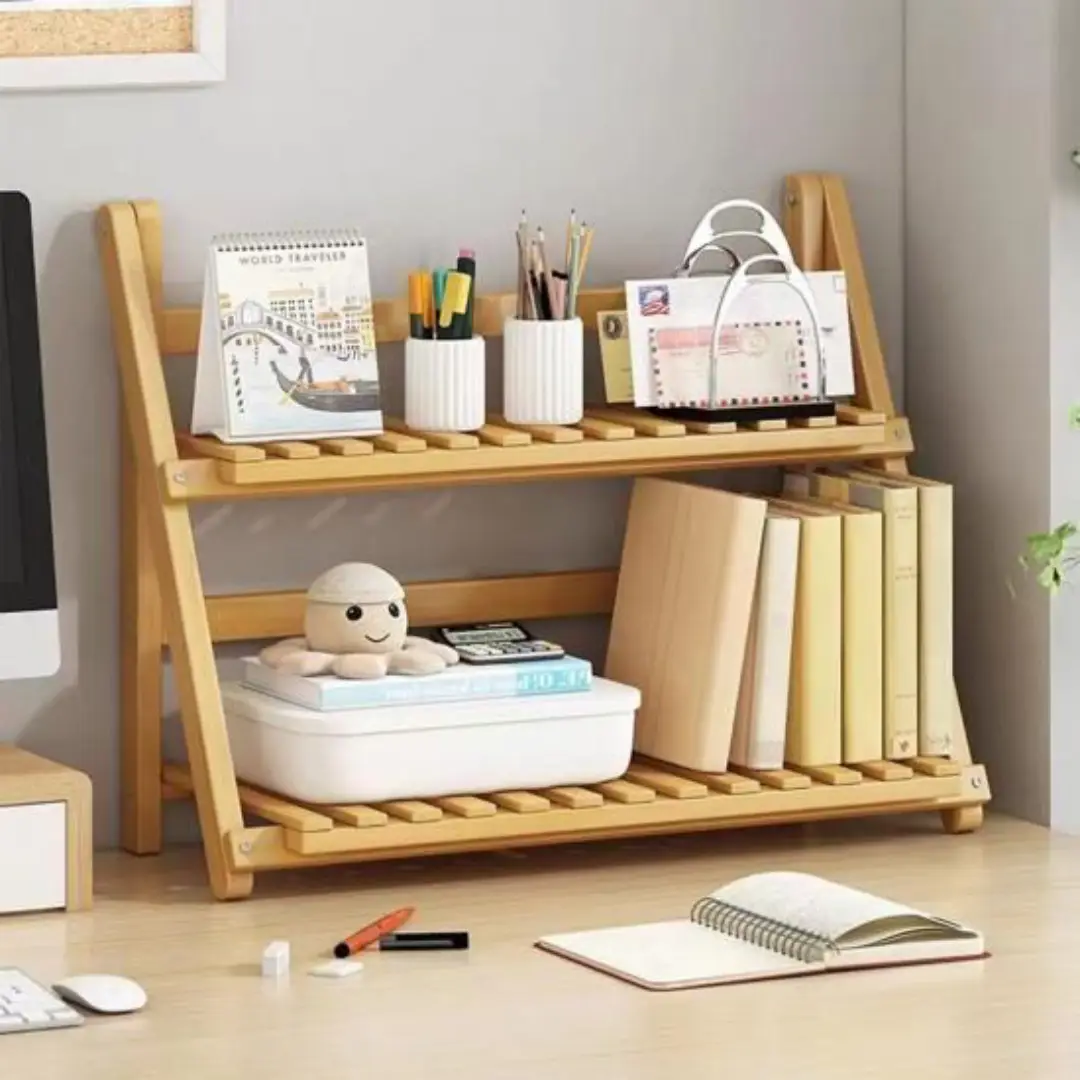 2-Tier Bamboo Desk Organizer – Office & Home Storage Shelf | Wholesale from US