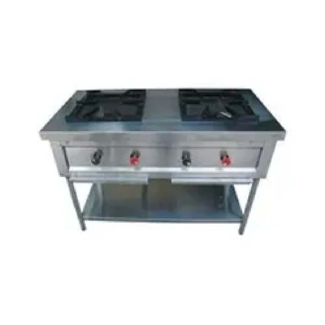 Sastha Stainless Steel Commercial Double Burner Stove Range, For Hotel, Size: 48"X24"X30"
