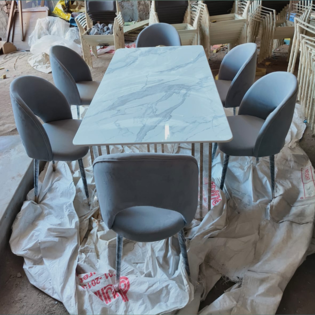 Italian Marble Dining Set Luxury Stone Table and Chairs for Elegant Modern Dining Spaces