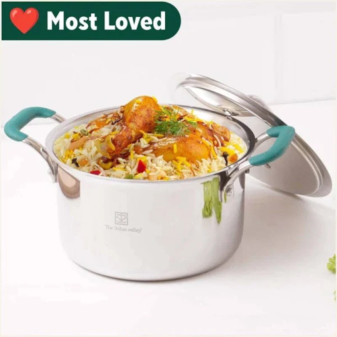 Biryani Cooking Pot - TurboCuk Tri-ply Casserole with Steel Lid