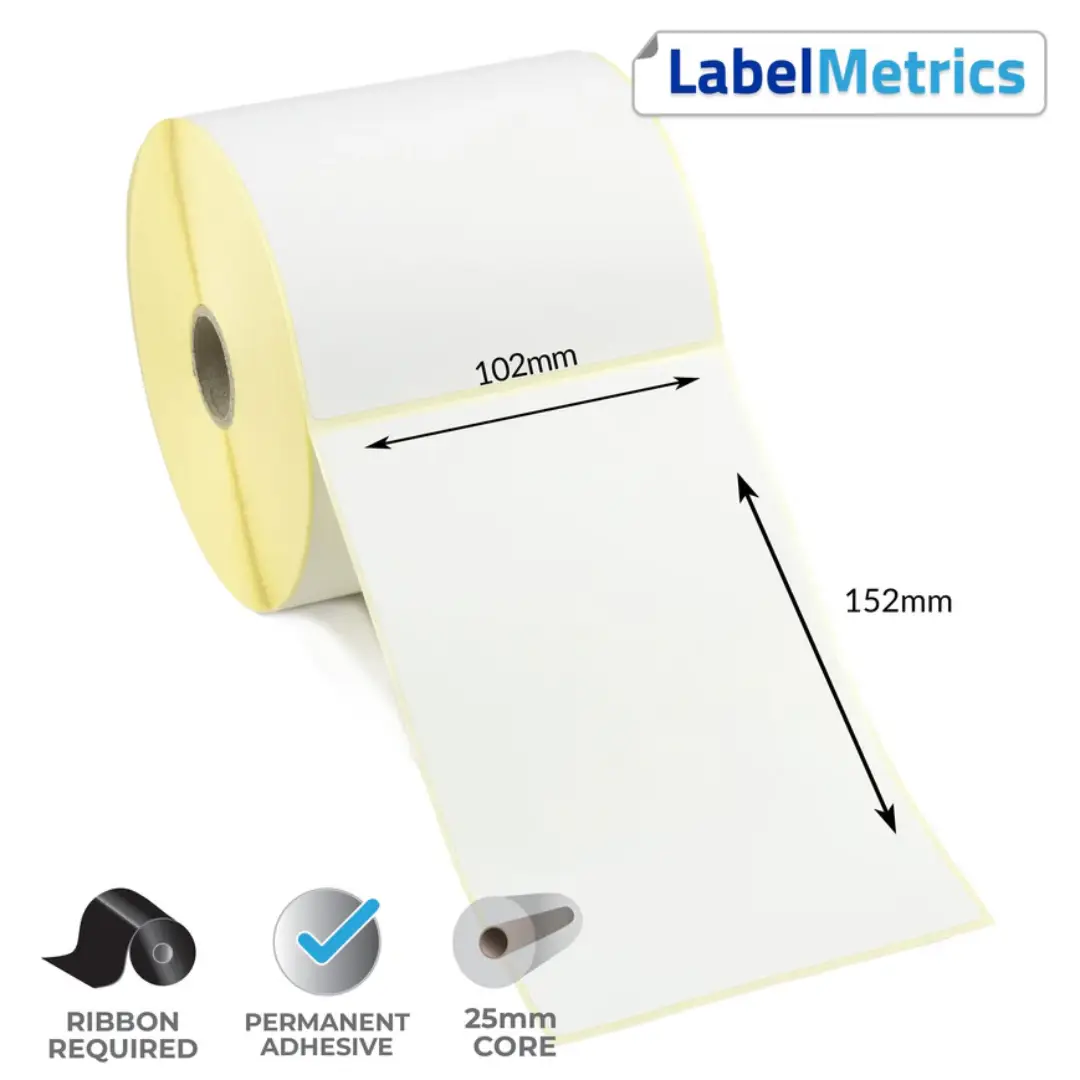 Thermal Transfer Labels 102x152mm UK Durable Adhesive